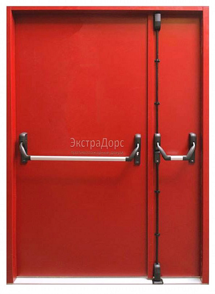 Противопожарная дверь EI 60 дымогазонепроницаемая красная с антипаникой в Долгопрудном  купить