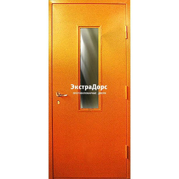 Противопожарная дверь анти-дым оранжевая со стеклом в Долгопрудном  купить