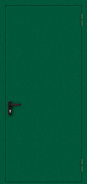 Противопожарная дверь с шумоизоляцией однопольная зеленого цвета