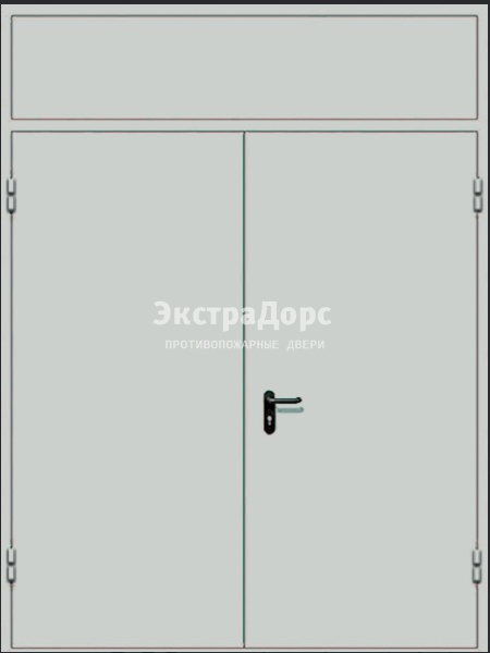 Дверь противопожарная металлическая с фрамугой цвет RAL 7035