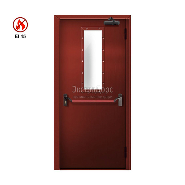 Противопожарная дверь EI 45 ДМП-01-EI45 ДП148 однопольная остекленная с антипаникой в Долгопрудном  купить
