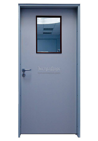 Дверь противопожарная металлическая однопольная EI 30 газодымонепроницаемая со стеклом в Долгопрудном  купить