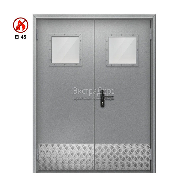 Двупольная противопожарная дверь EI 45 ДОП-02-EI45 ДП127 двупольная остекленная в Долгопрудном  купить